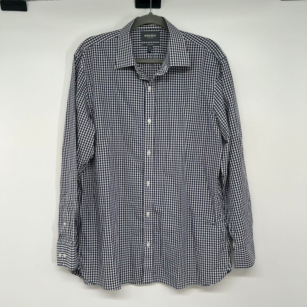 Bonobos Navy and White Gingham Button-Down Shirt